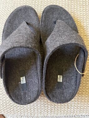 Fitflop Dark Gray Felt Slide Sandals